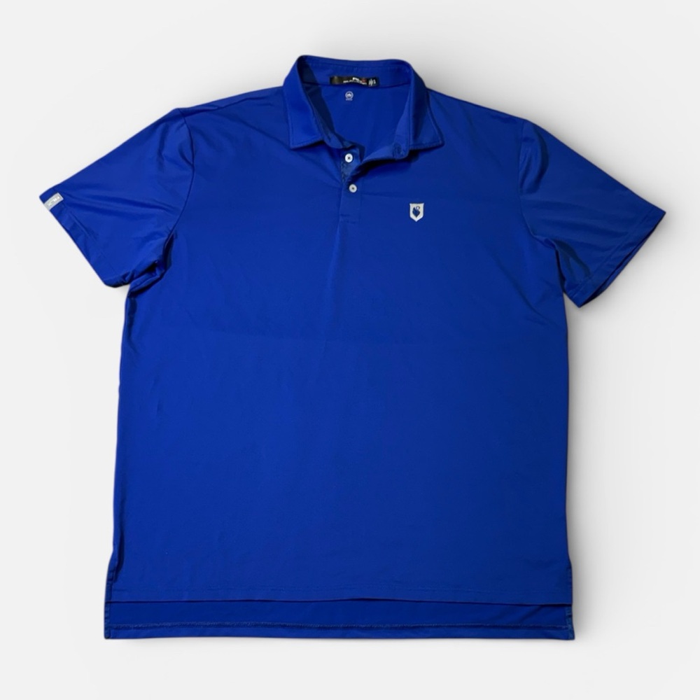 RLX Ralph Lauren mens XL blue solid performance golf polo shirt EUC
